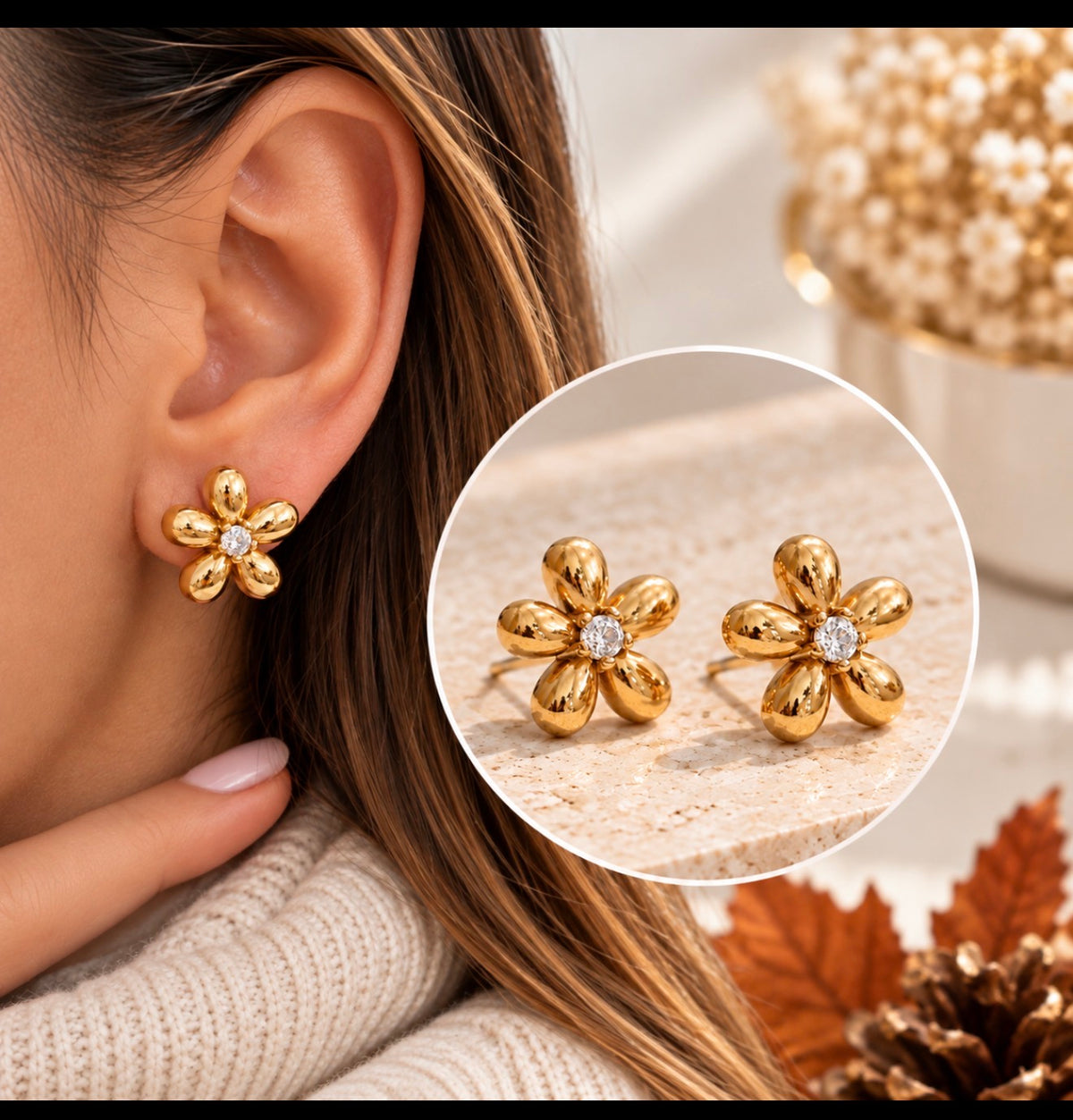 ZIRCONIA FLOWER EARRINGS