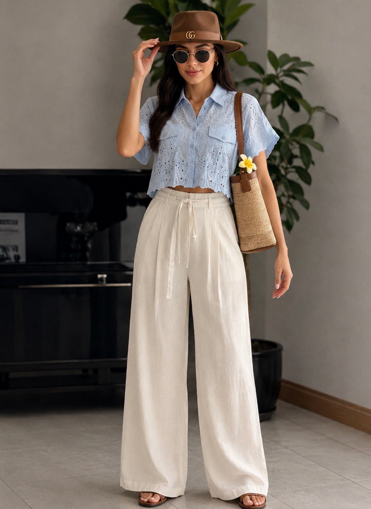 Blusa Bordada con bolsillos