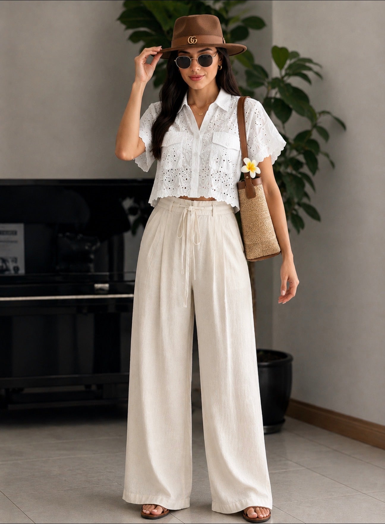 Blusa Bordada con bolsillos