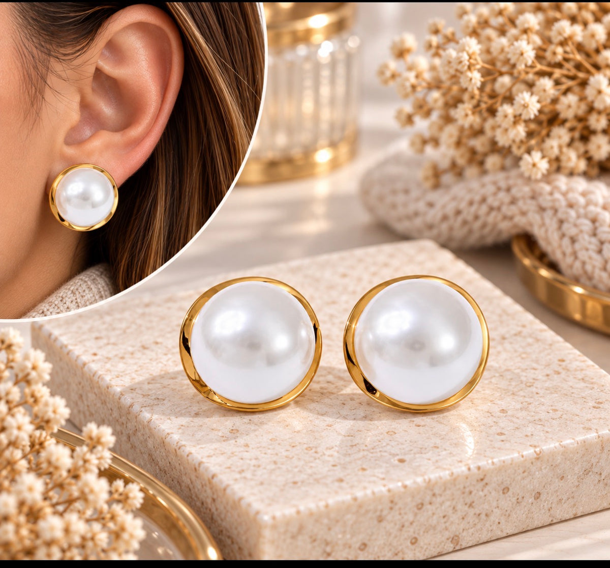 ROUND PEARL EARRINGS